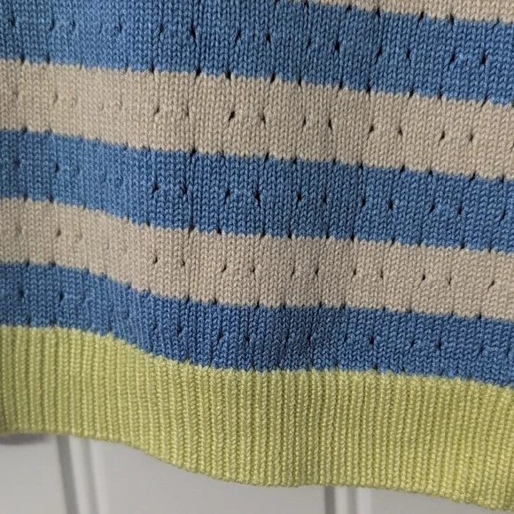 Striped Blue and Yellow Sleeveless Top - Picture 5 of 5